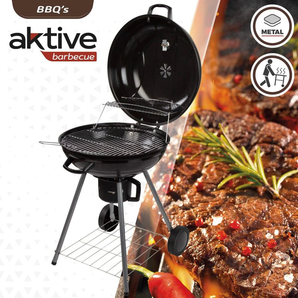 Barbacoa De Carbón Redonda Con Tapa Aktive