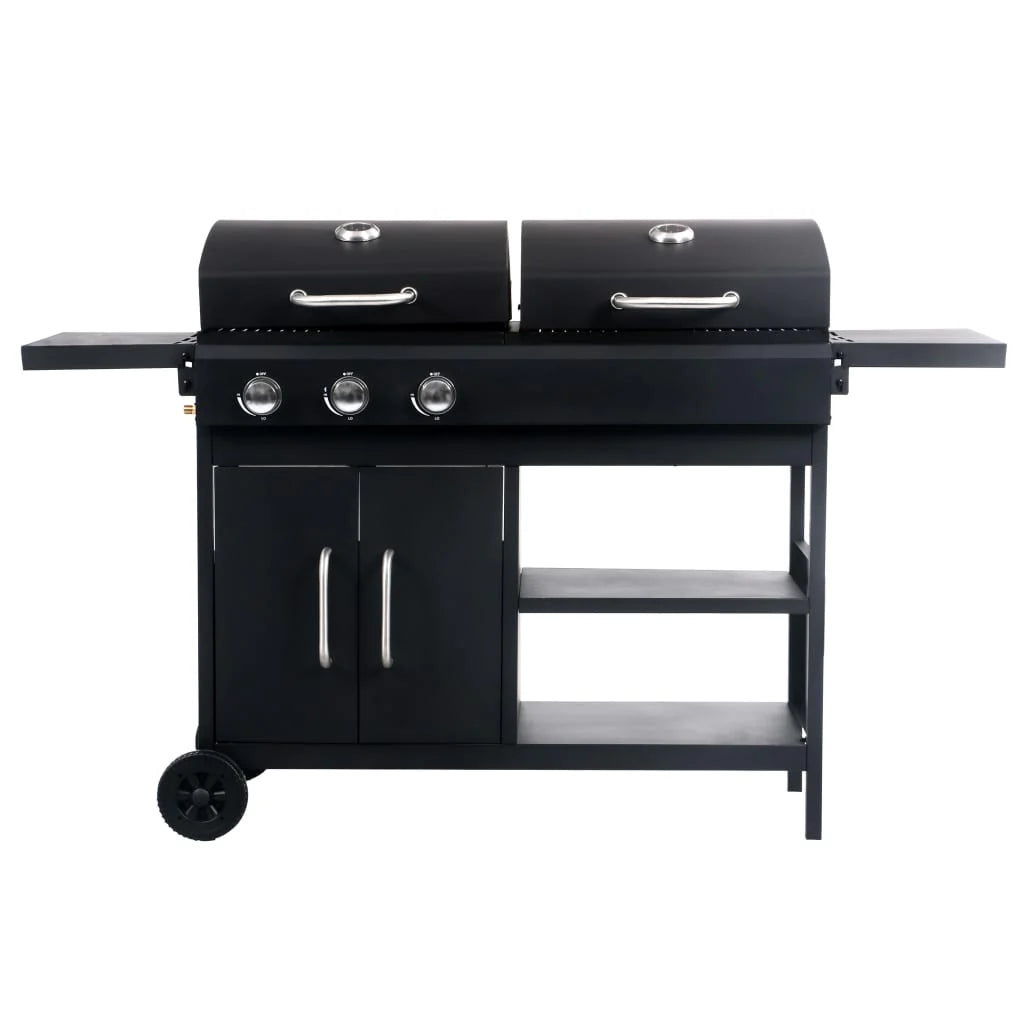 Barbacoa combinada de gas y carbón con 3 fogones V6872