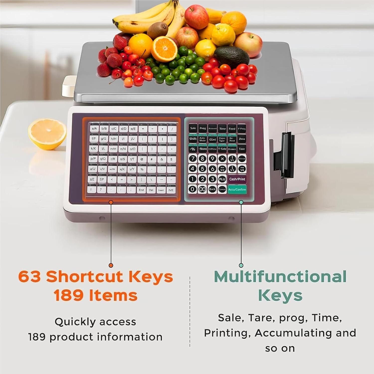 Bascula Comercial Con Ticket, Báscula Digital Comercial Con Impresora De Etiquetas Para La Industria Minorista Y Alimentaria, Balanza Digital Profesional Para Hostelería, Bollería, Frutería