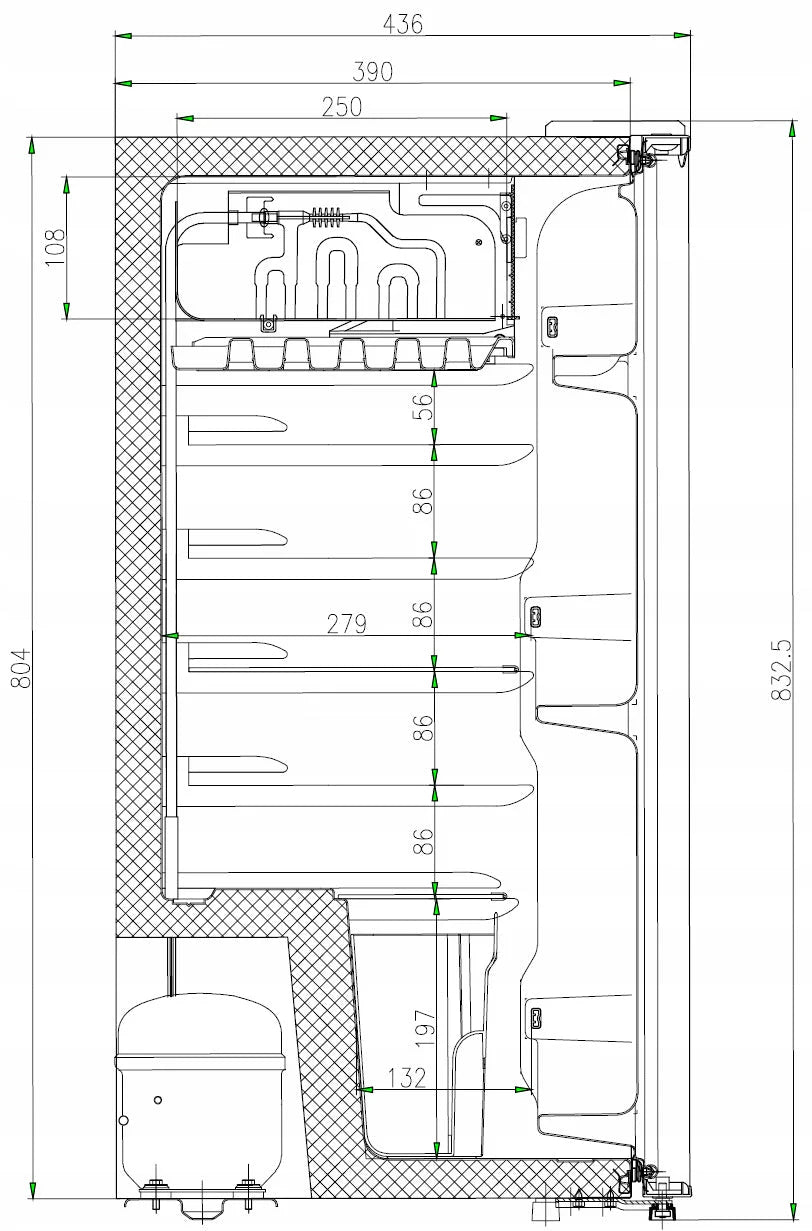 Lodówka mała chłodziarka mini zamrażarka hotelowa biurowa ŚWIATŁO 91l. 83cm
