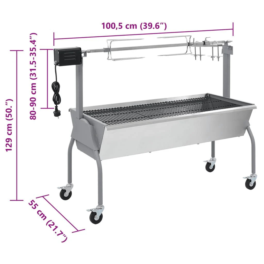 Parrilla De Barbacoa Con Asador Y Motor Eléctrico Vidaxl