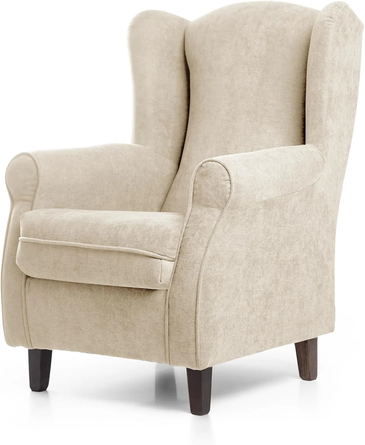 SUENOSZZZ-ESPECIALISTAS DEL DESCANSO SUEÑOS ZZZ - Sillón Irene, sillón orejero de Lactancia tapizado en Tela Anti Manchas Color Marrón, sillón butaca para Dormitorio, salón o habitación de bebé