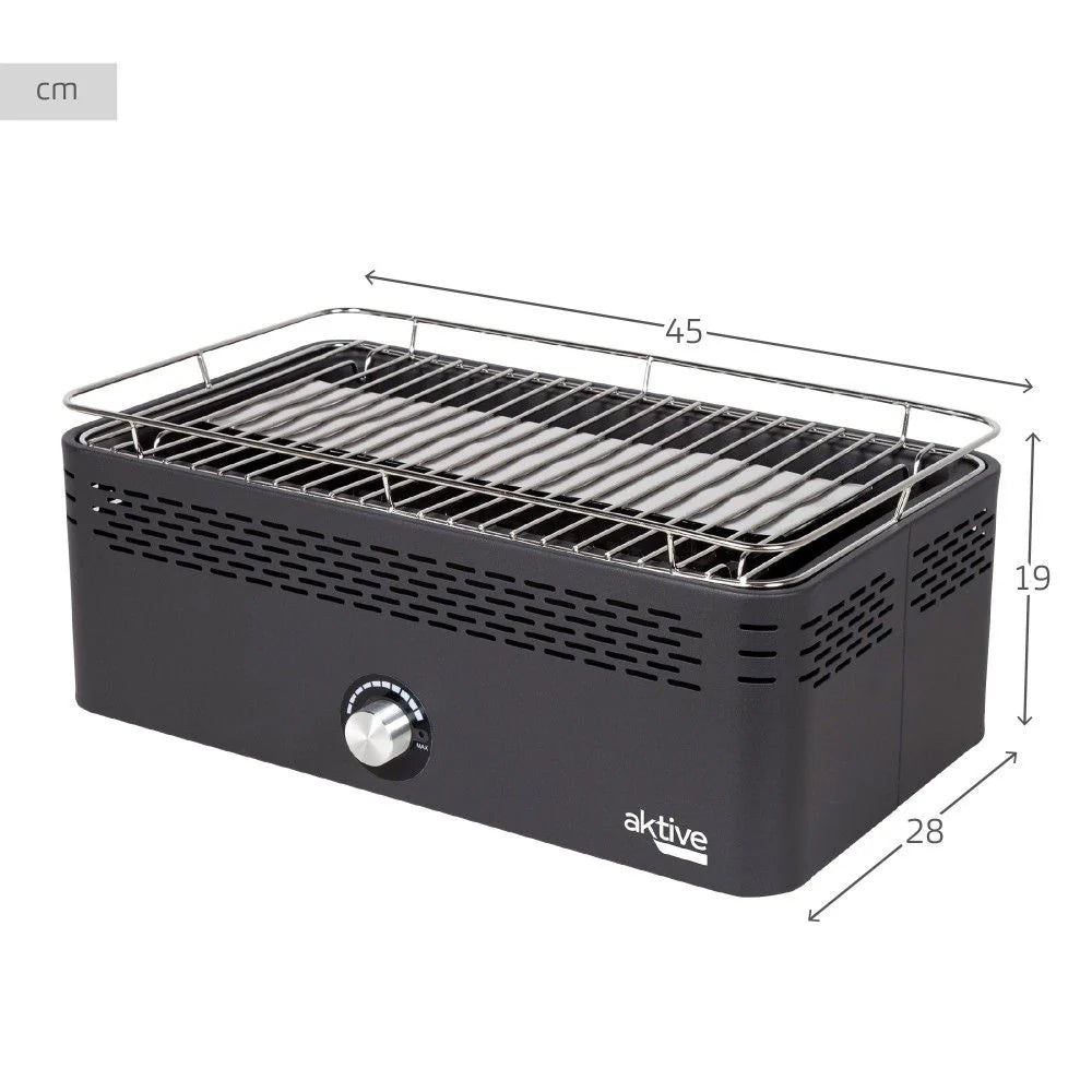 Barbacoa Portátil A Carbón Aktive, Recargable A Pilas , Sin Humo, Medidas 45x28x19cm, Con Proteccion Antigoteo