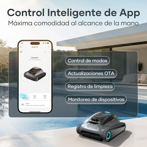 AIPER Scuba S1 2025 Robot Piscina Limpiafondos y Paredes,Aspirador Piscinas Fondos con Batería Mejorada 180 min,Filtración Ultrafina + App y OTA,para Piscinas hasta 150 m²