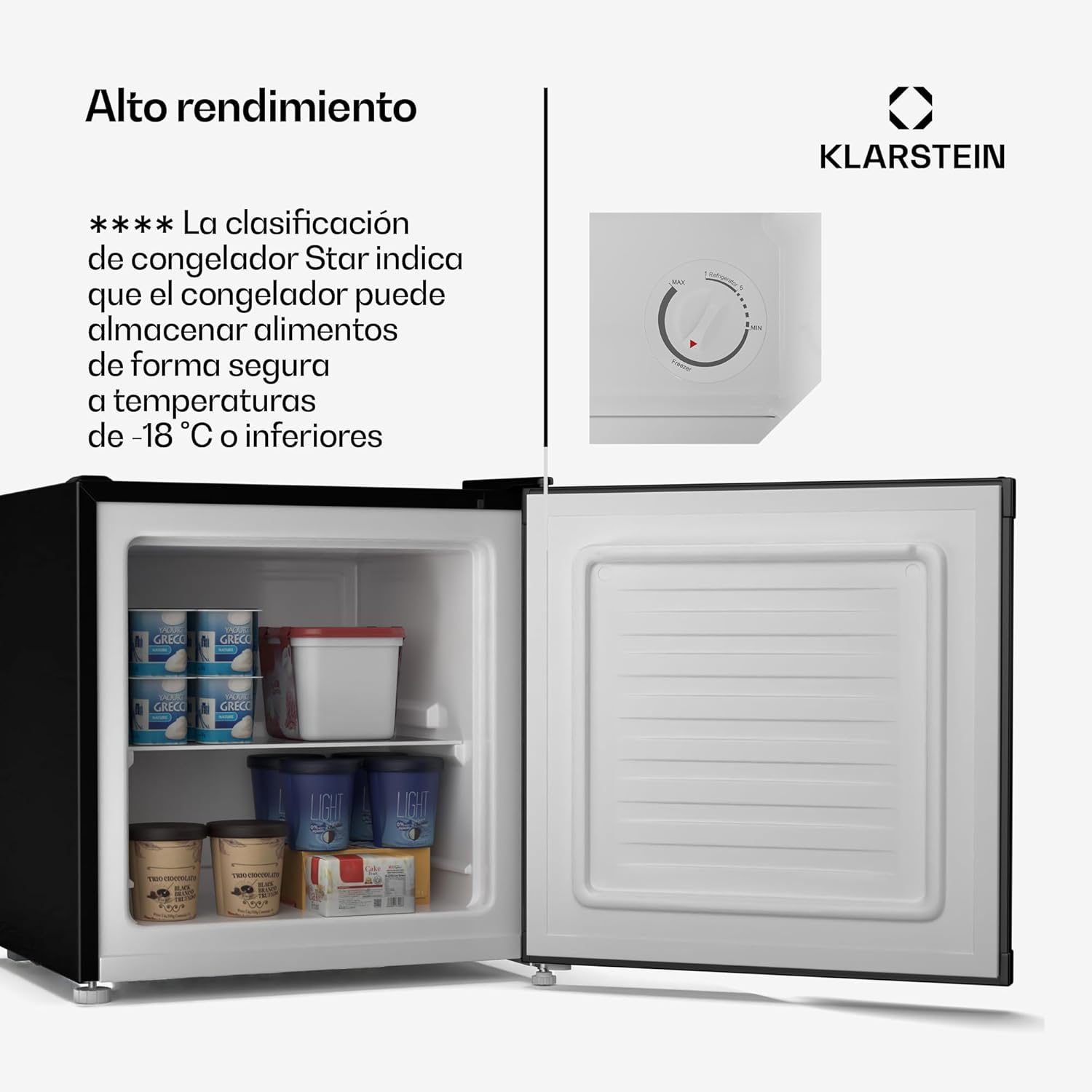 KLARSTEIN Irene Mini Nevera, 31L Nevera/Congelador Compacto Con Temperatura Ajustable -24°C A 10°C, Eficiente Energéticamente, Silencioso 38 Db Para Dormitorios & Espacios Pequeños