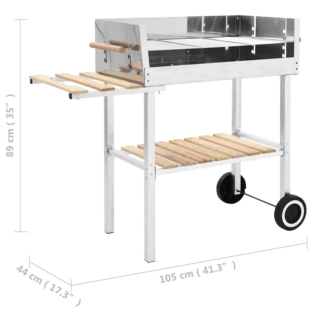 Barbacoa De Carbón Portátil Xxl Acero Inoxidable Con 2 Estantes Vidaxl