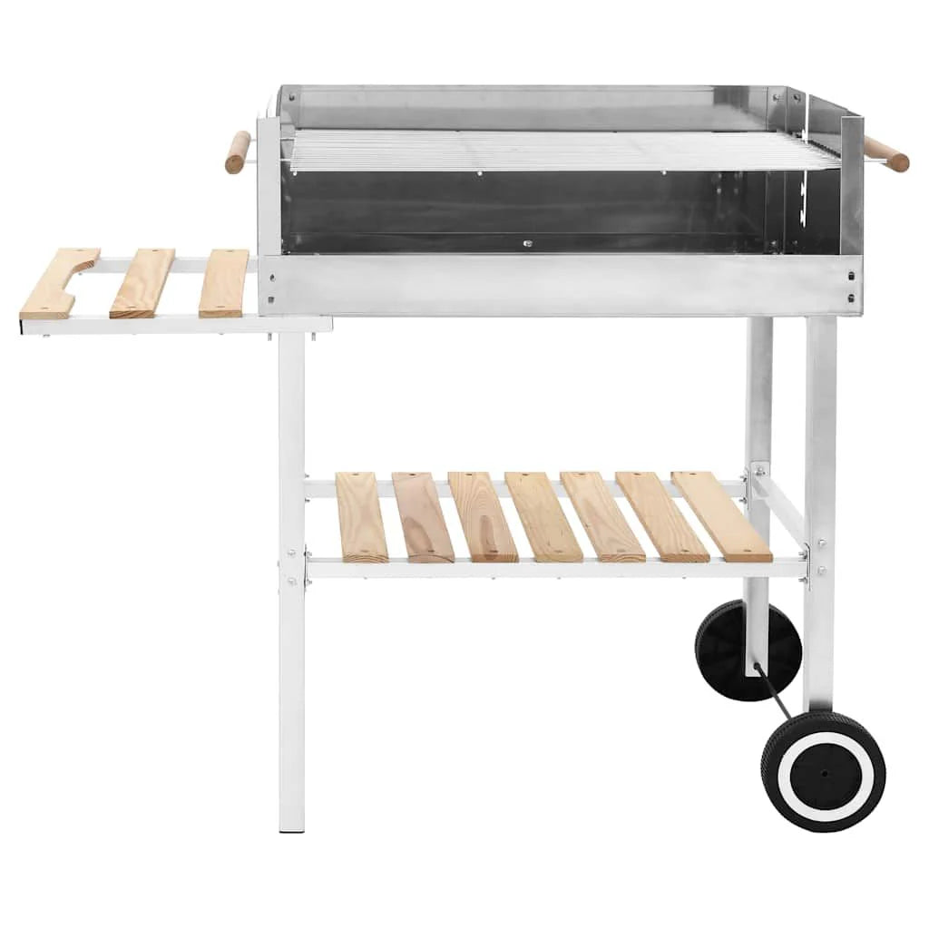 Barbacoa De Carbón Portátil Xxl Acero Inoxidable Con 2 Estantes Vidaxl