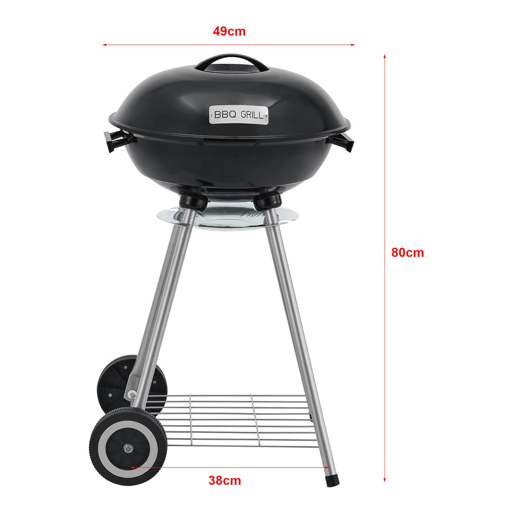 Barbacoa Redonda De Carbón Apricena Con Tapa 80x49x47cm - Negro [casa.pro]