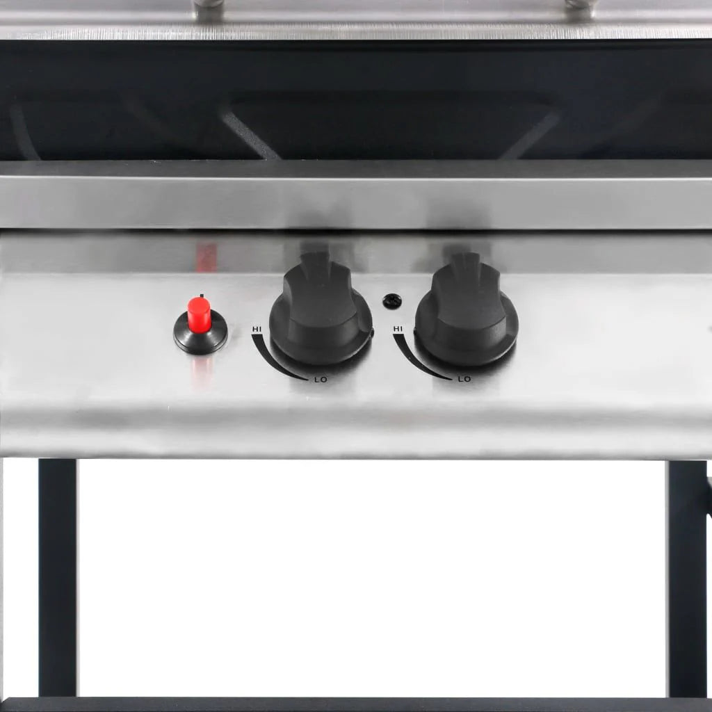 Barbacoa Portátil De Gas Con Mesita 3 Estantes Negro Y Plateado Vidaxl