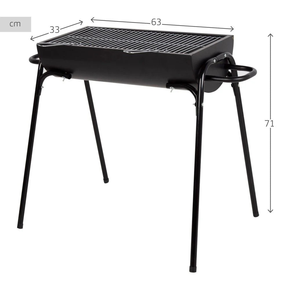 Barbacoa Portátil De Acero 91x33x71 Cm - Aktive. Negro