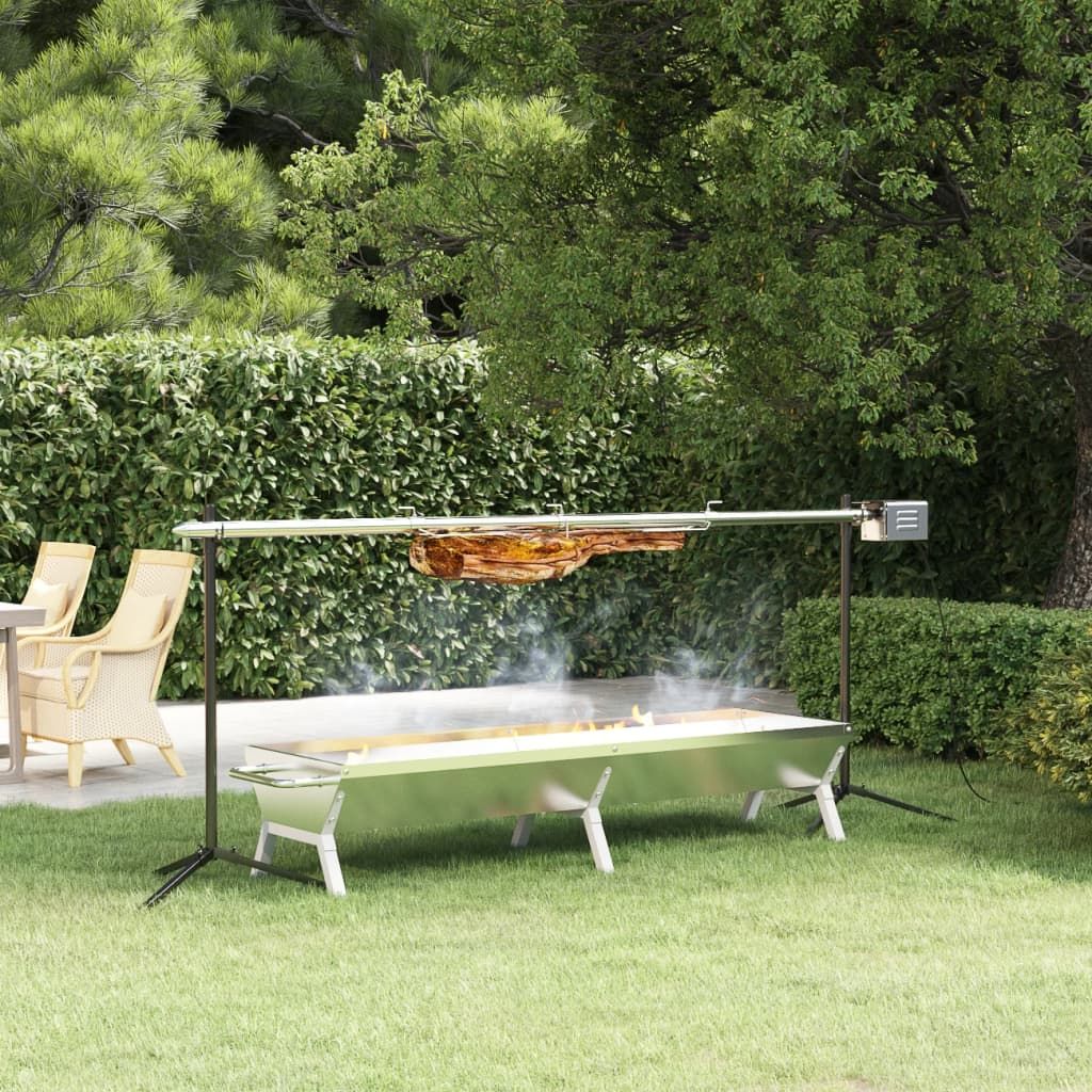 Bandeja Para Barbacoa Acero Inoxidable Plateado 158x42x31 Cm Vidaxl