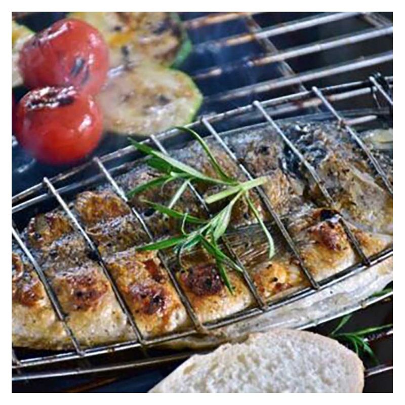 Parrilla Para Asar Pescado En Barbacoa 51x12cm Parrillera Individual