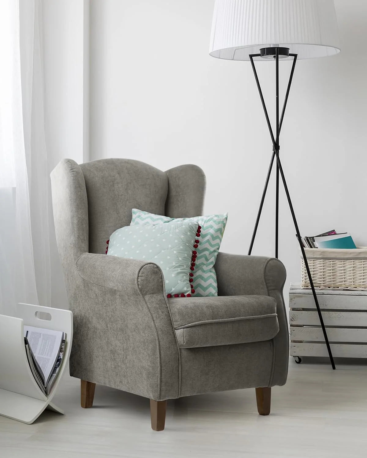 SUENOSZZZ-ESPECIALISTAS DEL DESCANSO SUEÑOS ZZZ - Sillón Irene, sillón orejero de Lactancia tapizado en Tela Anti Manchas Color Marrón, sillón butaca para Dormitorio, salón o habitación de bebé