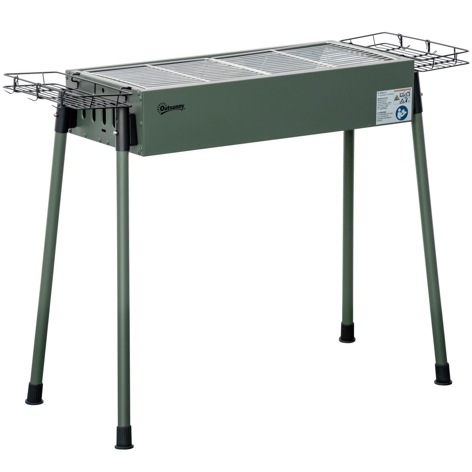 Barbacoa Carbón De Acero Inoxidable Metal 94x39x70 Cm-outsunny.verde