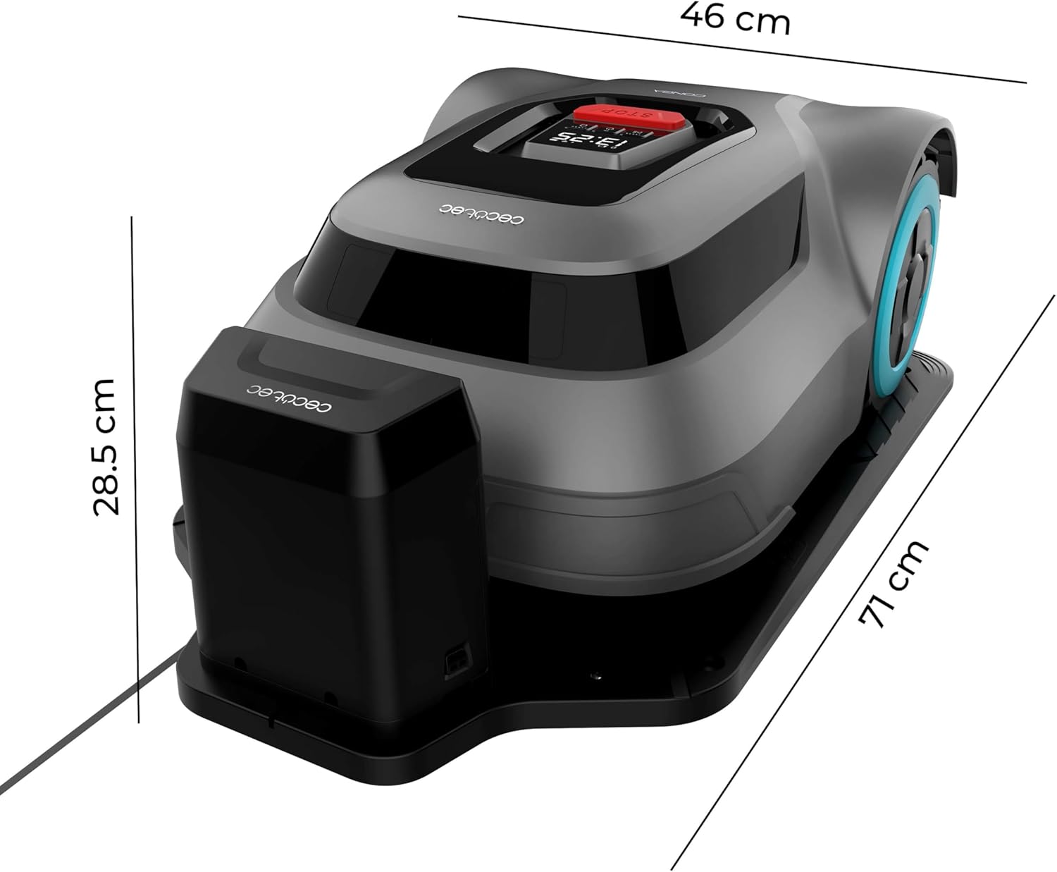Cecotec Robot Cortacésped sin Cable para 500m2 Conga Grasshopper 500 Map Connected. Motor Digital Brushless, App, Corte Ordenado, Pendiente Máxima 45%, Regulador de Hojas de Corte, Sensor de Lluvia